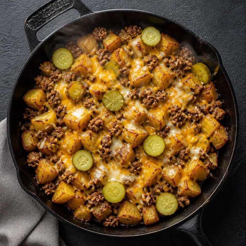 Cheeseburger Potato Skillet — high-protein recipe with 48g protein
