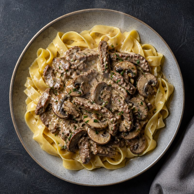 Light Beef Stroganoff — high-protein recipe with 46g protein