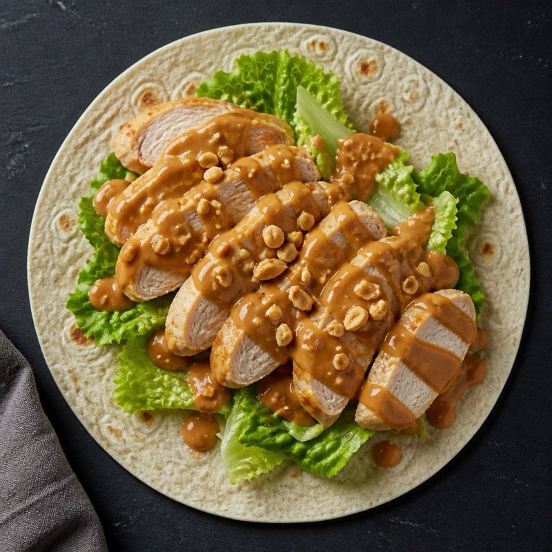 Peanut Chicken Wrap — high-protein recipe with 44g protein