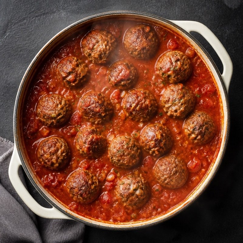 Meatballs in Tomato Sauce — high-protein recipe with 45g protein