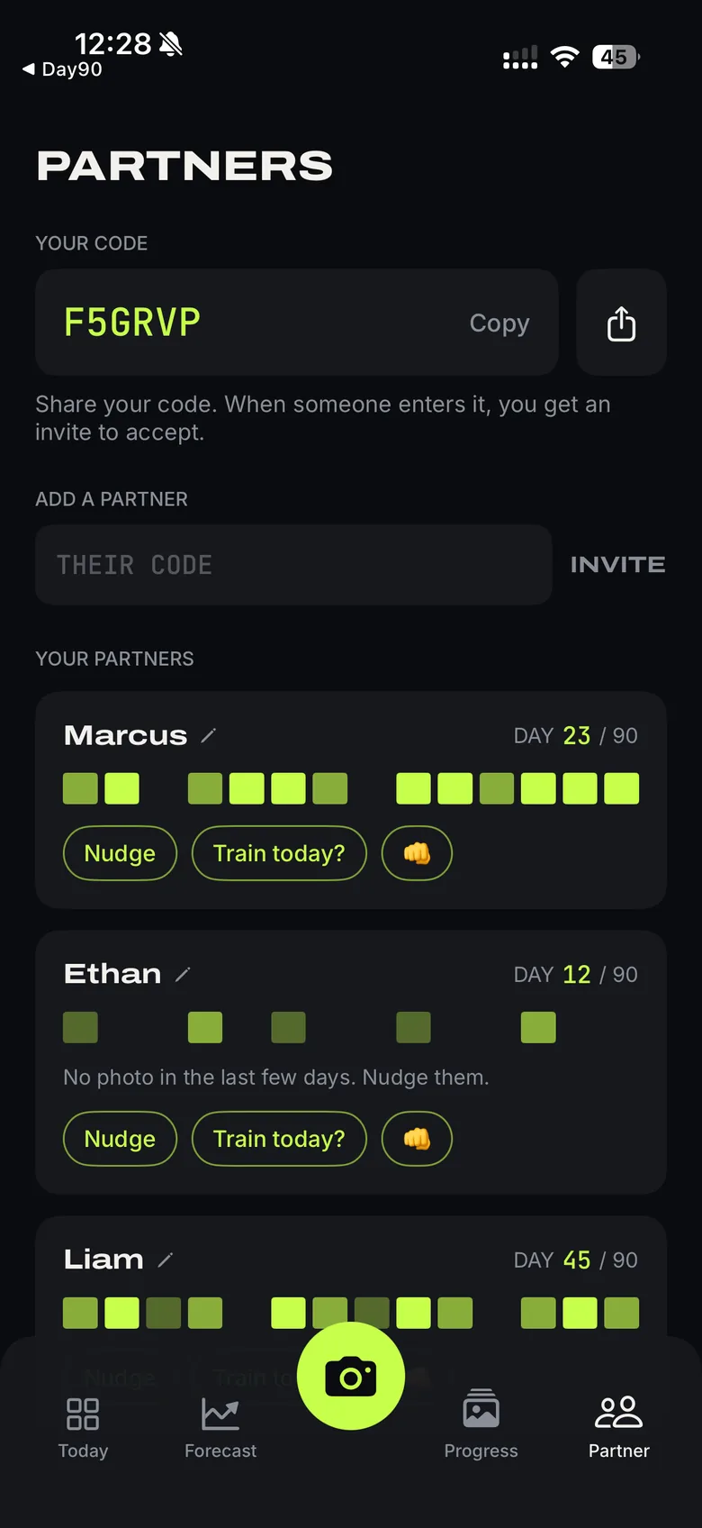 Day90 PARTNERS screen