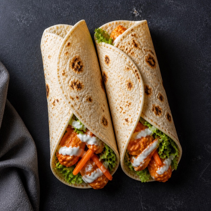 Step 3: Chicken and lettuce in, roll up.