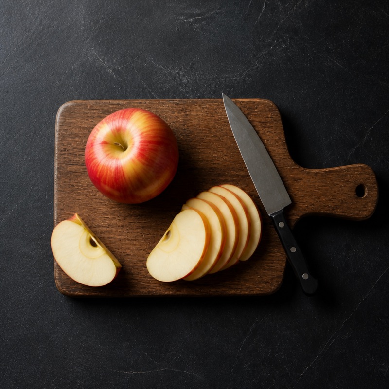 Step 2: Slice the apple.