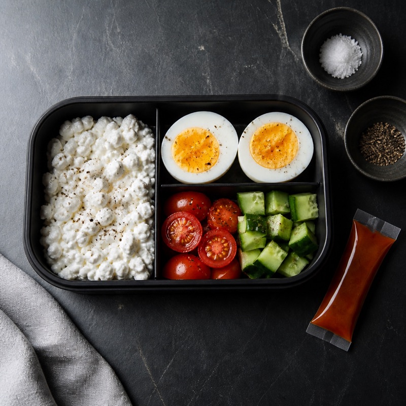 Step 3: Salt, pepper, hot sauce packet on the side.