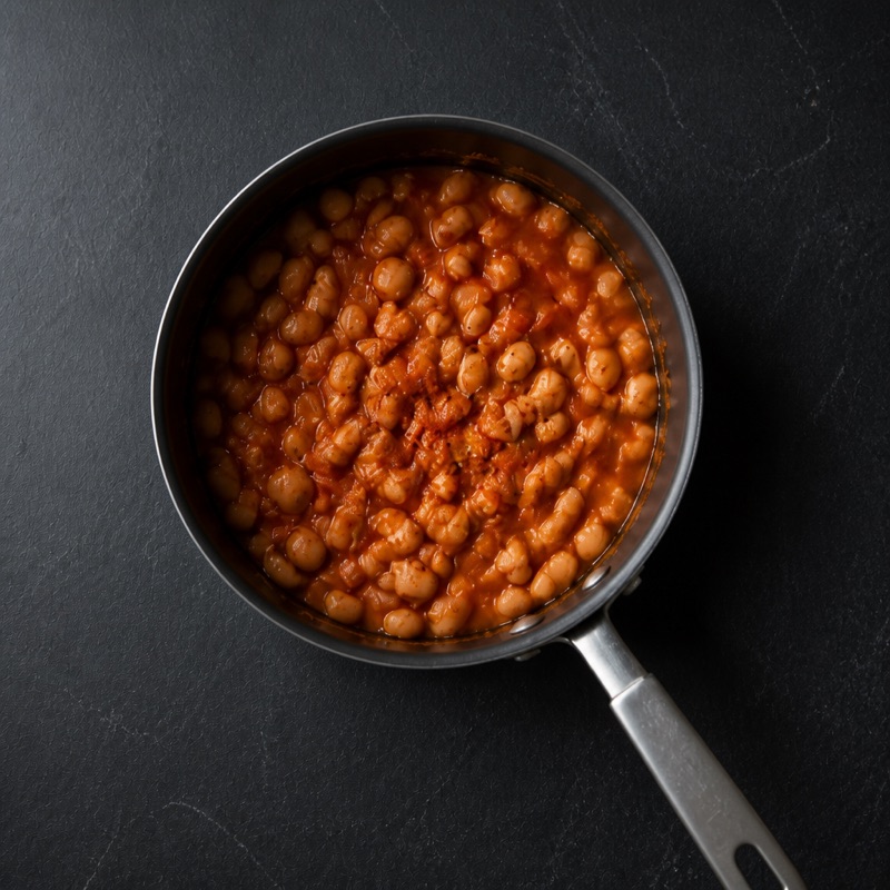 Step 1: Simmer beans with tomatoes and paprika, 5 minutes.