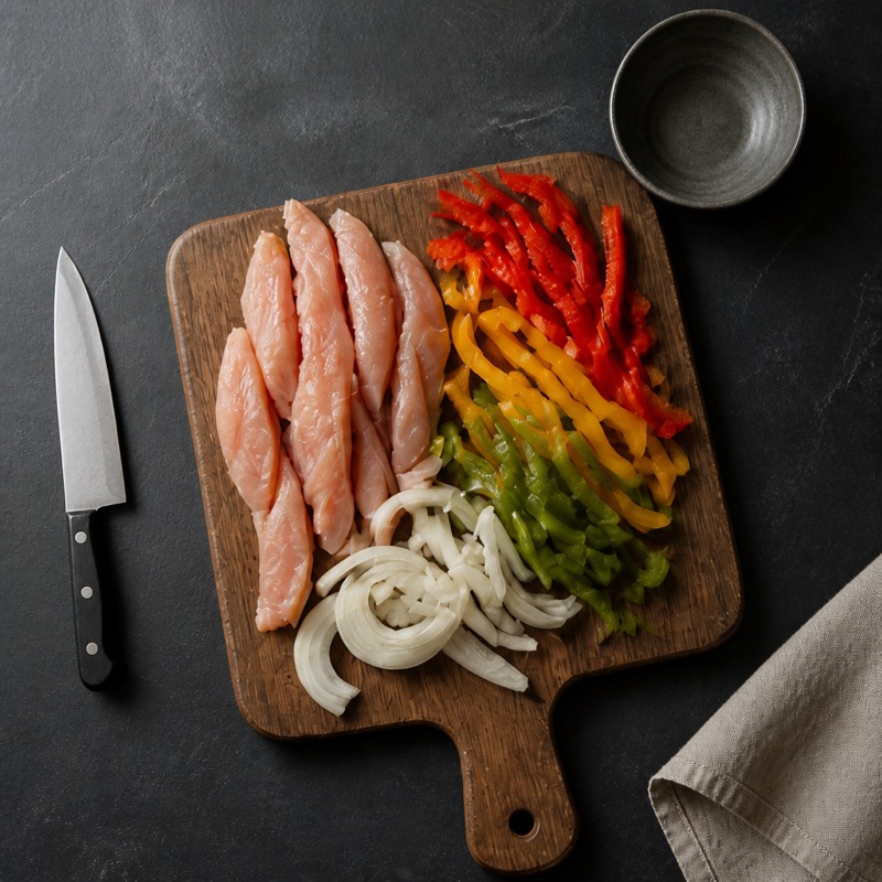 Step 1: Slice everything into strips.