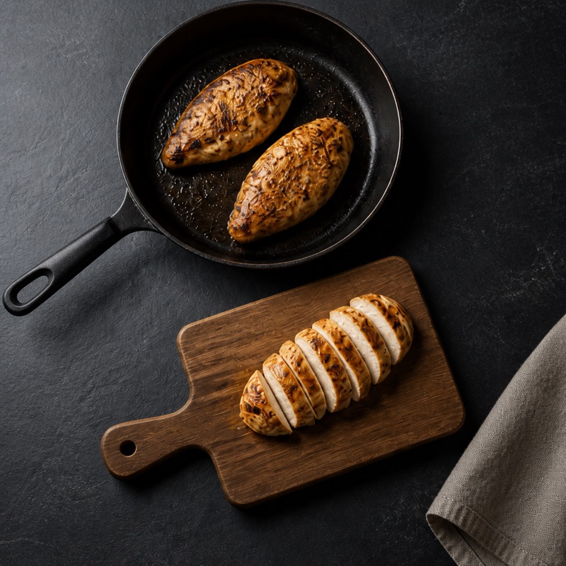Step 1: Fry the chicken, slice it warm.