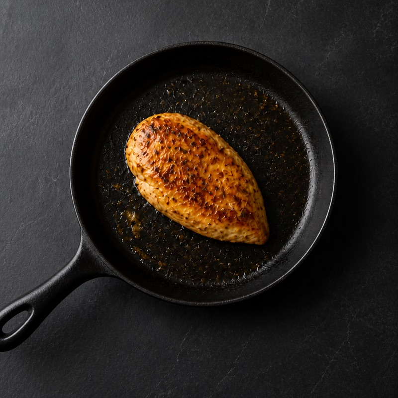 Step 2: Pan-fry the chicken 6 minutes per side.
