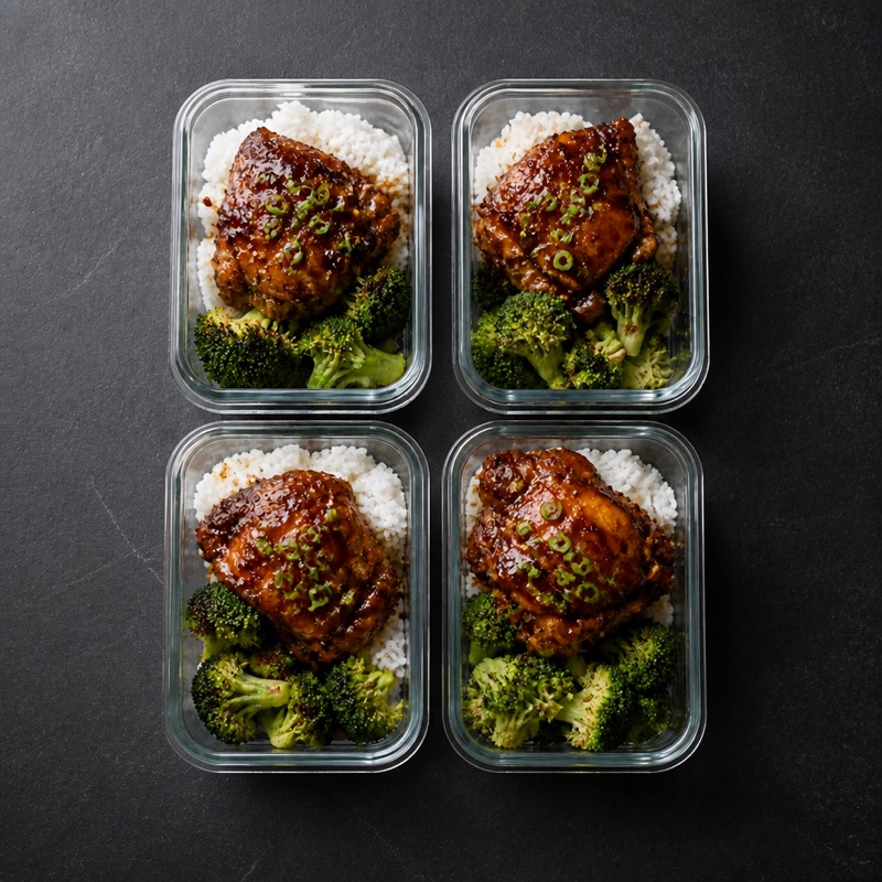 Step 3: Rice and broccoli meanwhile. Four boxes.