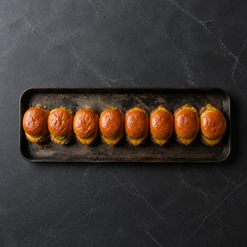 Step 3: Build the sliders in a row. Serve the whole tray.
