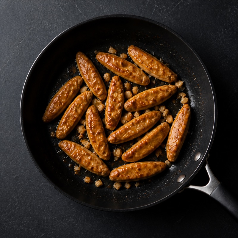 Step 2: Fry chicken strips with garlic.