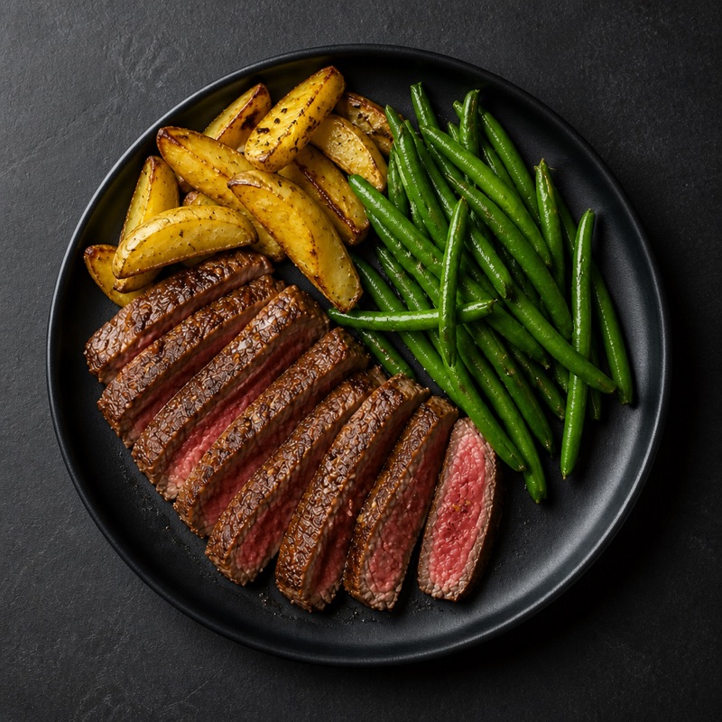 Step 4: Rest the steaks 5 minutes while the beans steam.