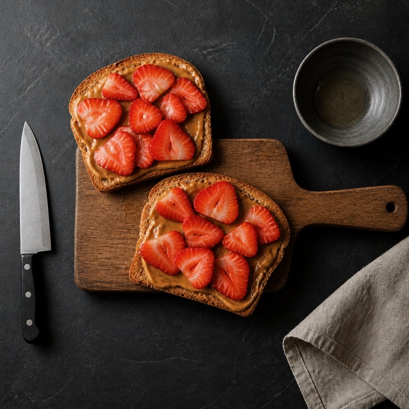 Step 3: Top with sliced strawberries and a thin honey drizzle.
